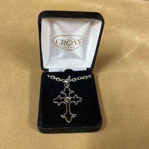 Other - Black and silver cross necklace